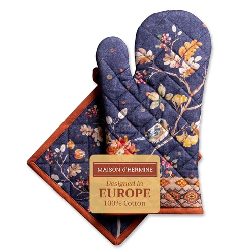 100% Cotton Oven Mitt & Pot Holder Set (020 - Kelim - Infinity / 7.5" x 13" & 8" x 8" (Oven Mitt & Pot Holder))