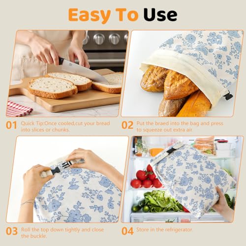Beeswax Bread Bags for Homemade bread (Blue & Apricot)