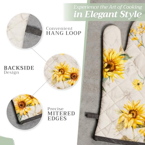 100% Cotton Oven Mitt & Pot Holder Set (057 - Candice / 7.5" x 13" & 8" x 8" (Oven Mitt & Pot Holder))