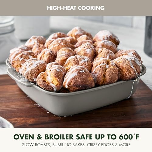 Premiere Ovenware Healthy Ceramic Nonstick 8" Square Cake Baking Pan (8" Square Cake Pan / Taupe)
