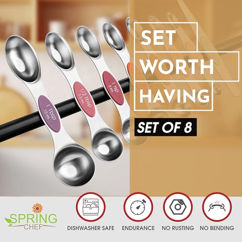 Stainless Steel 8 Magnetic Measuring Spoons Set (Desert Sunset / 1-Pack)