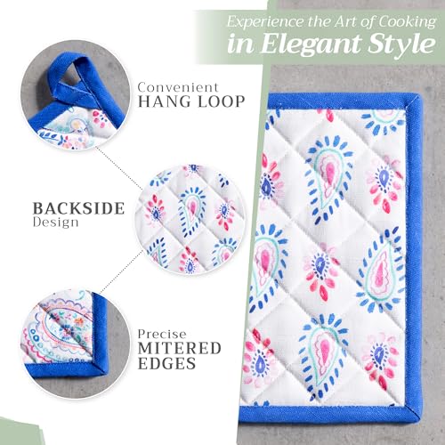 Pot Holders 100% Cotton Potholders (083 - Indian Floral / 8" x 8" (Pot Holder Pack of 1))