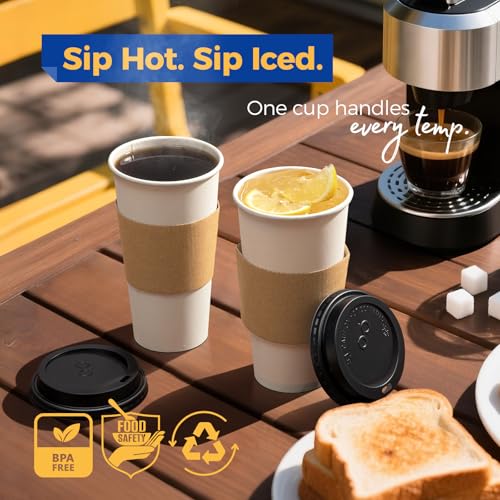 50 Pack 20 oz Disposable Coffee Cups with Lids (20 oz)