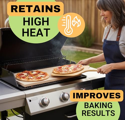 Large Pizza Stone for Oven and Grill 20 Inch (Stone, Pizza Peel & Accessories)