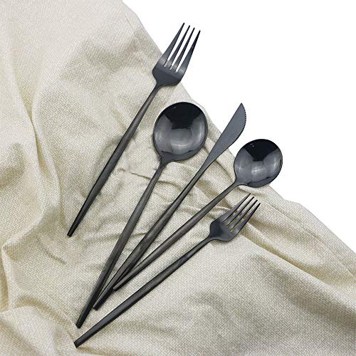 Shiny Black Silverware Set (Service for 6 / Black)