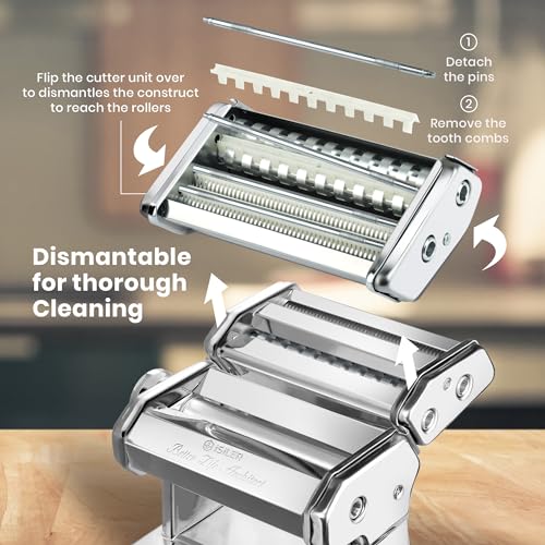 3-in-1 Pasta Maker, 9 Thickness Settings, Dough Rollers & 2 Size Cutters