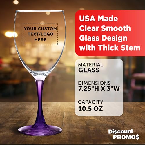 Custom Nuance Wine Glasses by ARC 10.5 oz. Set of 10 (- Custom - Purple / 10/50/100 count)