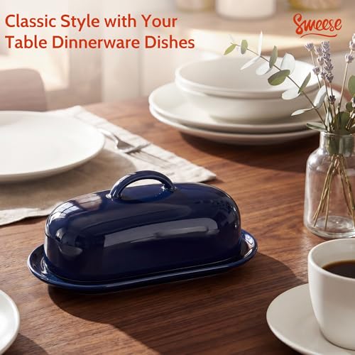 Ceramic Butter Dish with Lid (Navy)