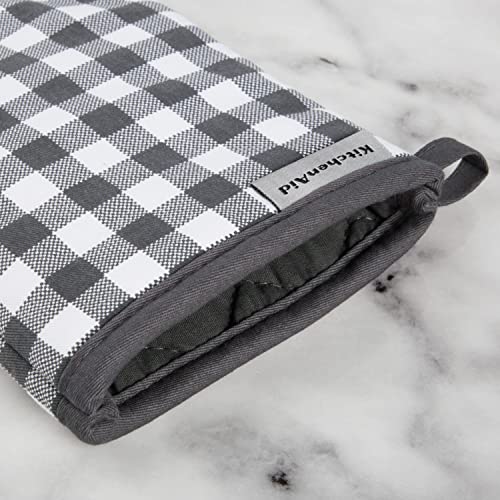 Gingham Oven Mitt 2 (Charcoal Grey / 7"x13")