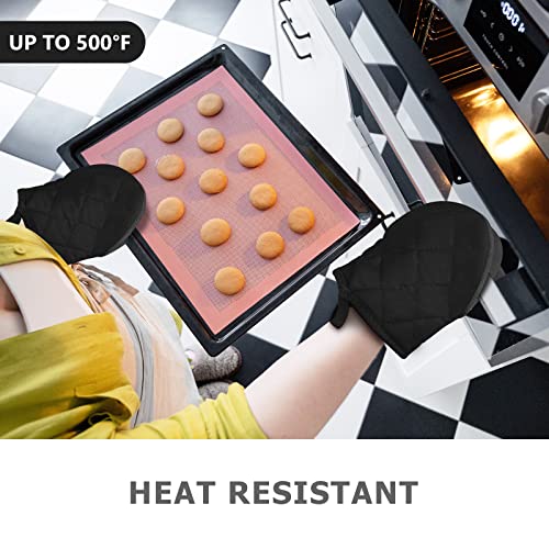 1 Pair Short Oven Mitts (Black)