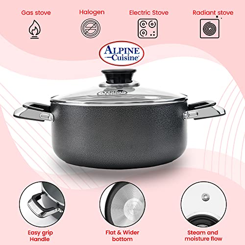 4 Quart Non stick Stock Pot with Tempered Glass Lid and Carrying Handles (4-Quart Stock Pot / Standard Packaging)