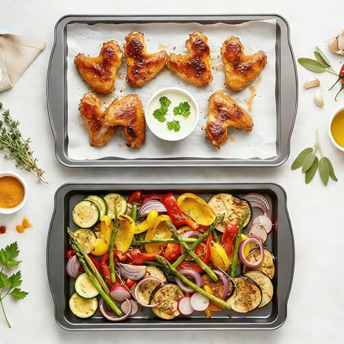 Baking Sheet Set of 2 (2 PCS Large Baking Pan Set)