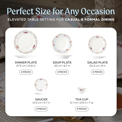 Romantic Bloom Bone China Dinnerware Set (20 Piece Set)