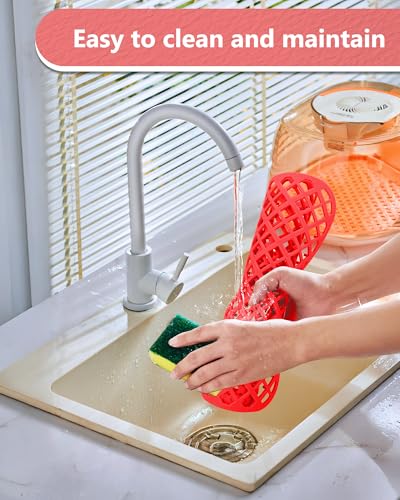 2 Pack Silicone Sink Mat Protector for Kitchen Sink (Red)