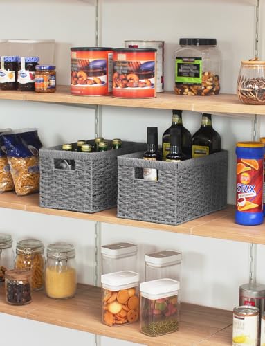 Wicker Storage Baskets (Gray (Paper Rope) / 2x 13"L x 8¼"W x 7"H)