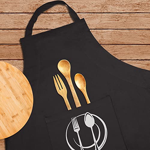 Unisex Cotton Apron With Printed Pocket Grey 24x36
