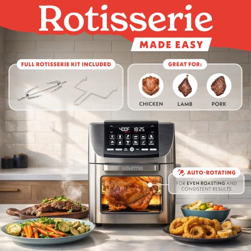 Air Fryer 14 Qt Rotisserie Oven with Window (Stainless Steel)