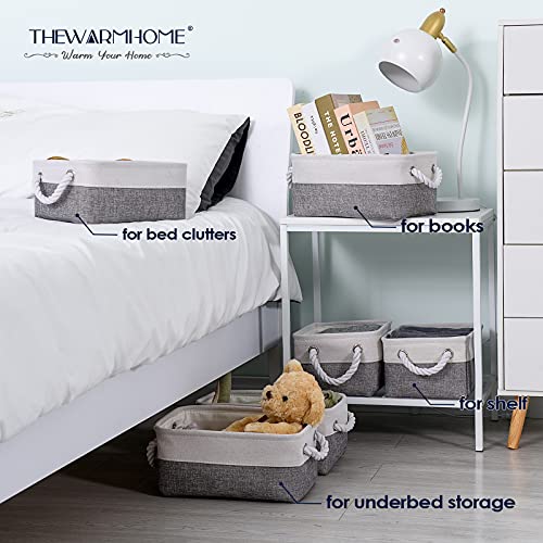 Small Storage Baskets for Organizing (White&Grey / 6PCS/Small -11.8Lx7.9Wx5.2H)