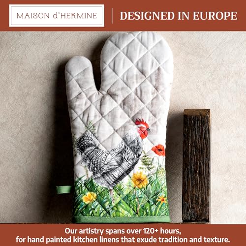 Maison d'Hermine Oven Gloves 100% Cotton Oven Mitt (018 - Basse Cour / 7.5" x 13" (Oven Mitt))