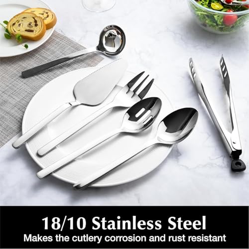 12 piece Large Hostess Serving Utensils Set (12 / Silver)