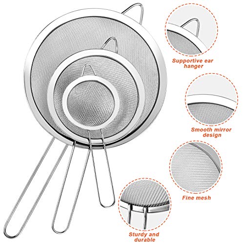3Pcs Super Wire Extra Fine Mesh Strainer with Handle