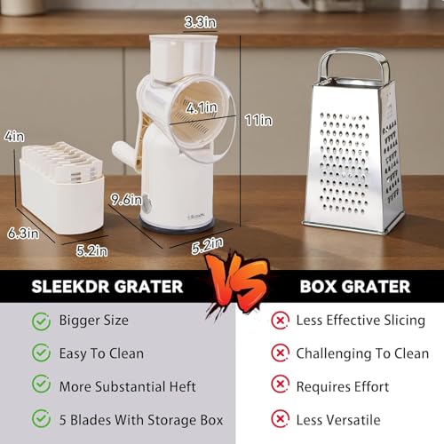 Rotary Cheese Grater with Handle (White)