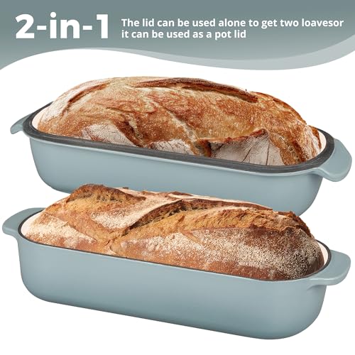 Enameled Cast Iron Loaf Pan with Lid (Seasalt)