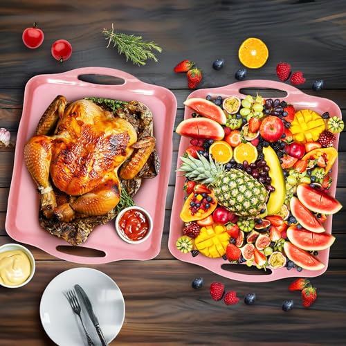 Large Non Slip Serving Tray with Handles (4 Count)