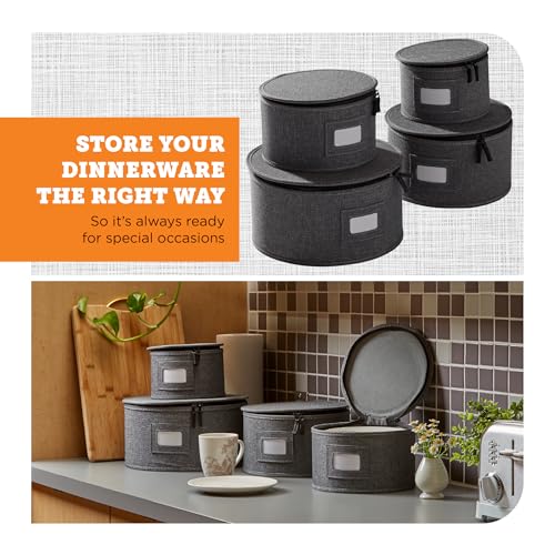 4 Piece China Plate Storage Set (Gray / 4 Piece Hard Shell Set for Plates)