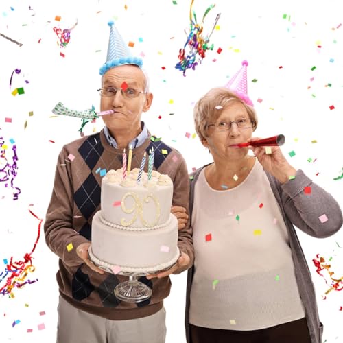 Gold 90th Birthday Cake Topper Rhinestones Cake Decorations for 90th Birthday Party (90th- Gold)