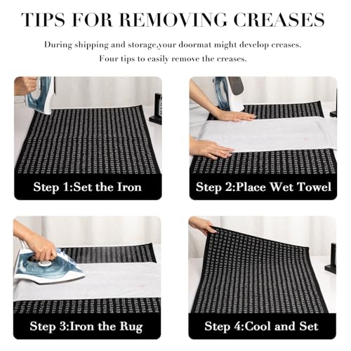 Waffle Door Mat Indoor Entrance (Black Waffle / 35" x 24" (Rectangular))