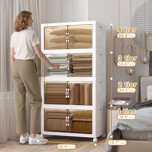 672QT Stackable Storage Bins with Lids (White / 29.5"L)