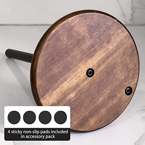 Paper Towel Holder Countertop with Real Wood Round Base