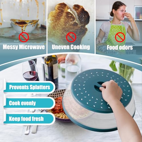 Large Microwave Splatter Cover & Silicone Mat (12" blue cover & 12" black mat)