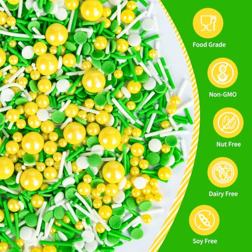 Edible Green Yellow White Sprinkles (Yellow Green Mix)