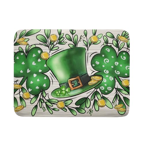 St Patrick's Day Shamrock Dish Drying Mat 18x24 inch Eucalyptus Leaves Dishes Pad Dish Drainer Mats Absorbent Fast Dry Kitchen Accessories (Shamrock Leaves / 18" x 24")