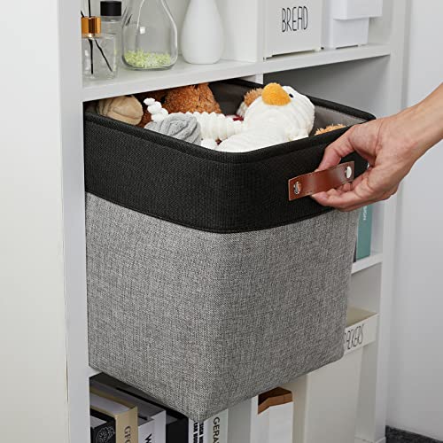 Storage Bins for Organizing (Black&Grey / L-13"x 13"x 13")