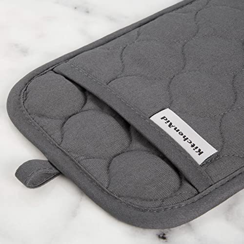 Quilted Cotton Terry Cloth Oven Mitt (Charcoal Grey)