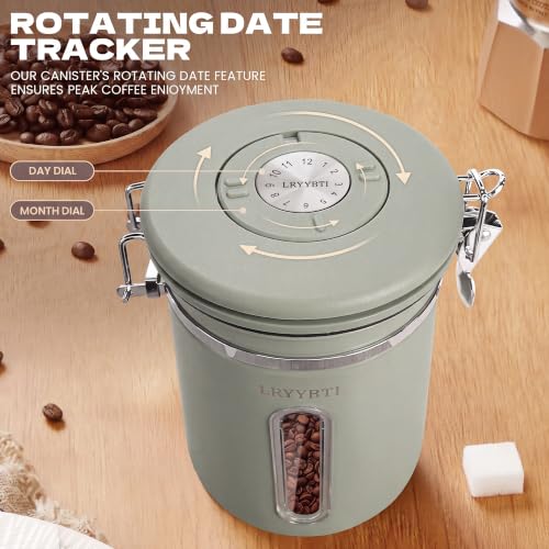 22 OZ Coffee Canister Airtight Stainless Steel (Green / 22 oz)