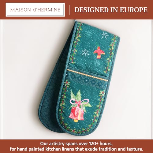 Double Oven Mitts 100% Cotton Double Oven Glove (106 - Hygge Christmas / 7" x 35" (Double Oven Mitt))