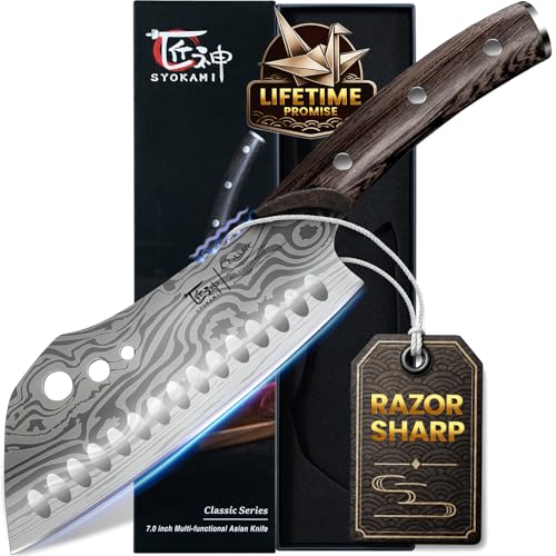 Cleaver Chef Knife with Herb Stripper (7")