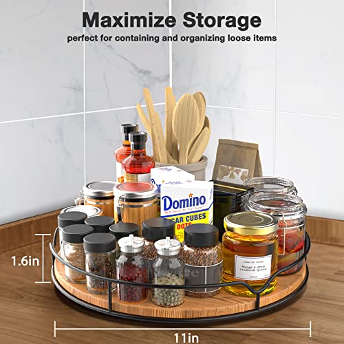 Lazy Susan Turntable Organizer for Cabinet Pantry Kitchen Countertop Refrigerator Cupboard (Carbonized Black / 12'')