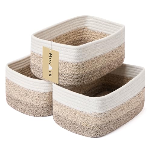 Small Storage Baskets for Organizing (3pcs-L11.5xW7.5xH4.7" / Gradient Brown)
