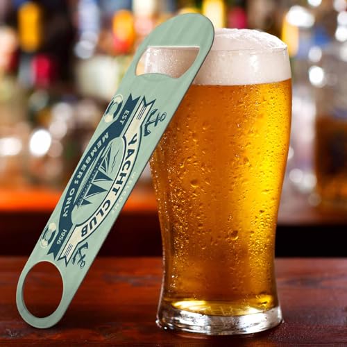 Yacht Club Sign Stainless Steel Bottle Opener Boat Ship Sailor Anchor Ocean Adventure Coast Sailboat Cruise Flat Beer Bottle Opener Keychain for Home Kitchen Bar Restaurant Party Birthday Gift (Yacht Club Sign)