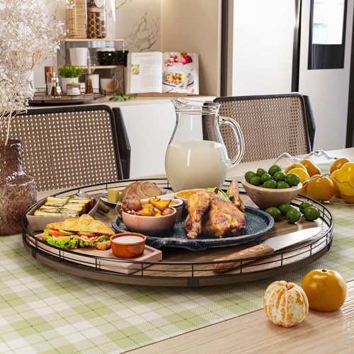 Acacia Wood 21" Lazy Susan Turntable Organizer for Table Top