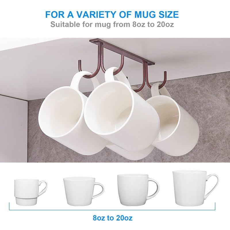 Mug Rack Under Cabinet (Brown / 2 Pack)