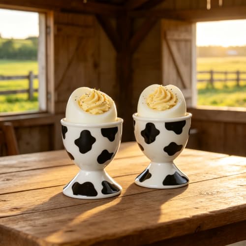 Ceramic Egg Cups (Cow Print)