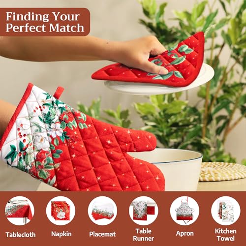 100% Cotton Oven Mitt & Pot Holder Set (107 - Noel / 7.5" x 13" & 8" x 8" (Oven Mitt & Pot Holder))