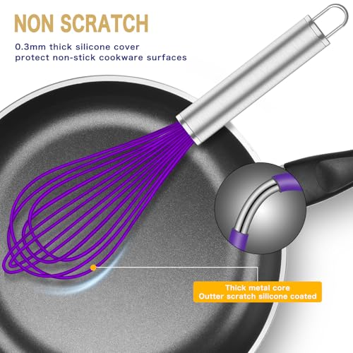 Purple Silicone Whisk Set of 3 (Premium(Purple Pack))