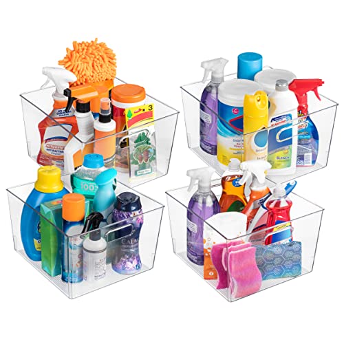 Clear Plastic Storage Bins for Kitchen (4 Count)